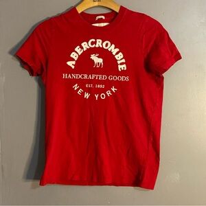 Embroidered Applique Abercrombie Moose New York Red White Muscle T Shirt XL